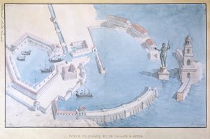 Reconstructie van de Romeinse haven van Ostia, ca. 1850 door Andre Lenoir